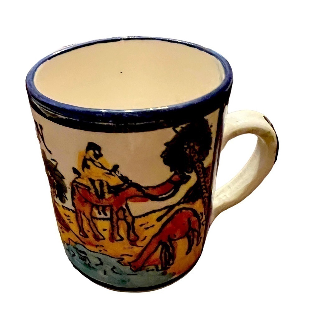Hand painted ceramic mug, brought home from Jordan.